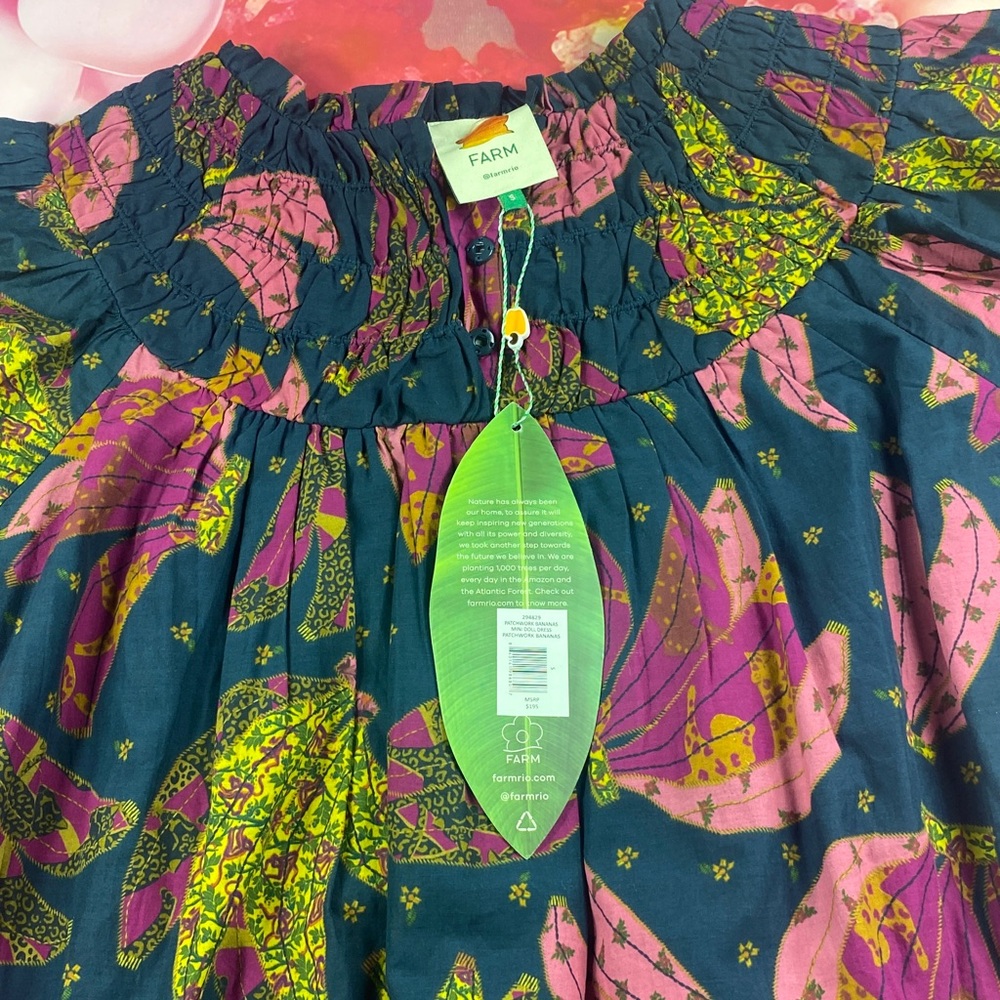 Farm Rio Patchwork Banana Mini Dress